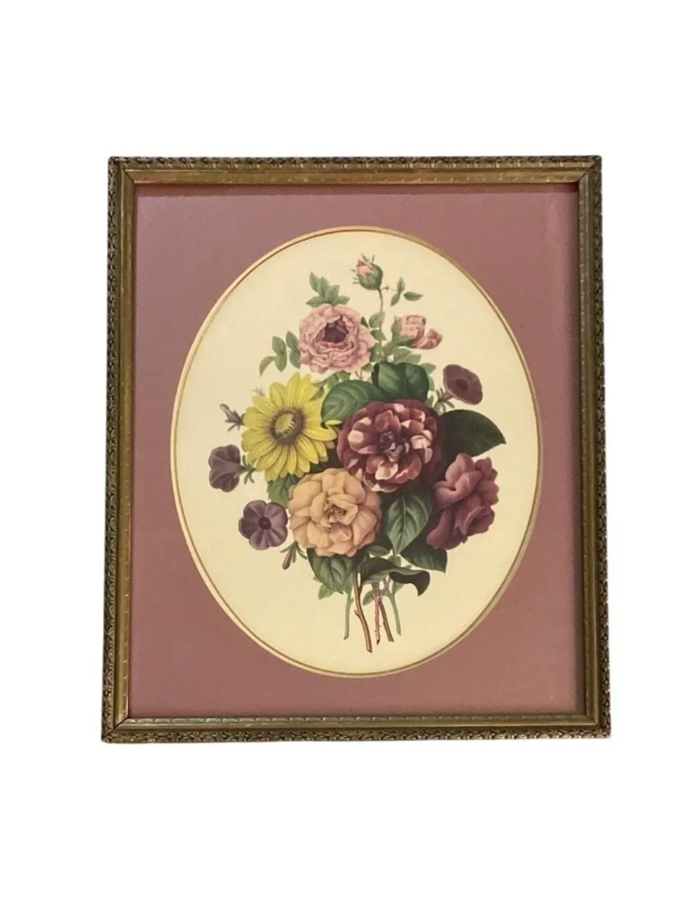 Vintage Framed Botanical Prints  J.L. Prevost Set Of 2 Floral Cottagecore